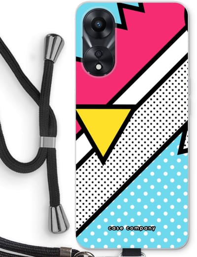 Case Company® - Hoesje met koord geschikt voor Oppo A78 5G hoesje met Koord - Pop Art #3 - Telefoonhoesje met Zwart Koord - Bescherming aan alle Kanten en Over de Schermrand