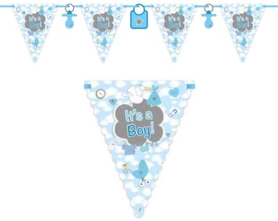 Folat Vlaggenlijnen geboorte jongen - blauw - 6 meter - Its a boy - Feestartikelen/versieringen