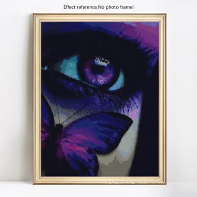 Peinture au Diamant Papillon Femme Œil Strass Mosaïque Broderie Diamant 20X30CM black