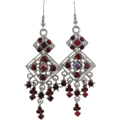 Behave - Oorhangers zilverkleur rood - Retro stijl voor avondoutfit