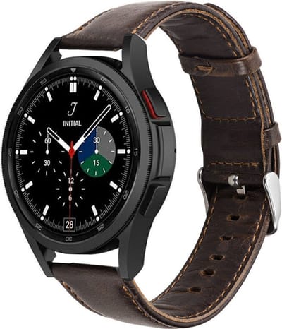 Strap-it Leren bandje - geschikt voor Samsung Galaxy Watch 7 (40 & 44mm) / Galaxy Watch 6 40 & 44mm / Galaxy Watch 6 Classic 43 & 47mm / Watch 5 40 & 44mm / Watch 5 Pro / Watch 4 40 & 44mm / Watch 4 Classic / Watch FE - donkerbruin