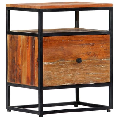 vidaXL - Nachtkastje - 40x30x50 - cm - massief - gerecycled - hout - en - staal