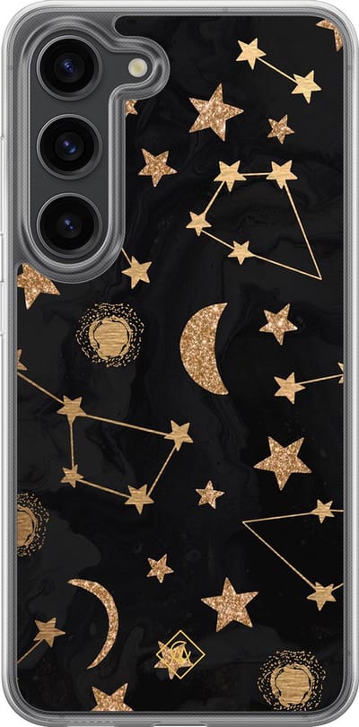 Casimoda® hoesje - Geschikt voor Samsung Galaxy S23 Plus - Counting The Stars - 2-in-1 case - Schokbestendig - Sterren - Verhoogde randen - Zwart, Transparant