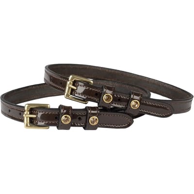 Dubbel leren verniste sporenriem met diamant HORKA (x2)