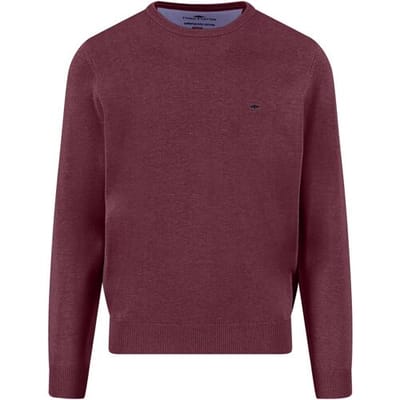 Fynch-Hatton Trui O-Neck Superfine Cotton Uni Color Deep Merlot / male
