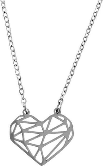 Behave - Zilverkleurige ketting met grafisch hart - Minimalistische look