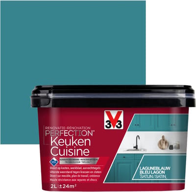 V33 Perfection Keuken - Laguneblauw - 2 l - Zijdeglans - 12 m²/l - Afwerkingslaag