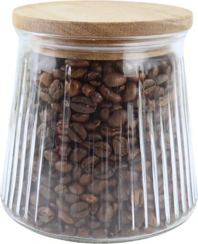 OTIX Voorraadpot - Glas - met Deksel - Snoeppot - 650m - Voedselopbergers - Koffiepads Bewaarbus l - Acacia - Wood - SIRIUS