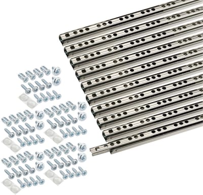 SOTECH 10s (5 paar) Ladegeleiders 182 mm 17 mm groef - Ladegeleiders voor lades - Gedeeltelijk uittrekbare ladegeleiders