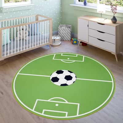 Paco Home Vloerkleed Kinderkamer, Speelvloerkleed Voor Kinderkamers, Met Voetbaldesign, In Groen 100x200 cm