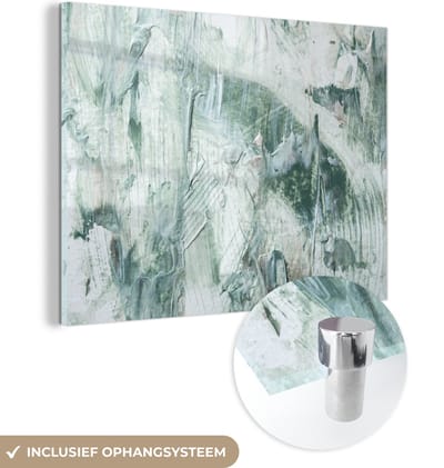 MuchoWow® Glasschilderij 120x90 cm - Schilderij acrylglas - Tuindecoratie - Verf - Abstract - Foto op glas - Schilderijen