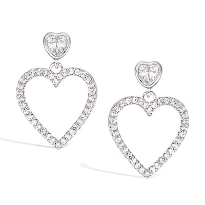 CHIVAL Oorbellen 925 Zilver met Zirkonia "Shimmer Hearts" - Hartvorm, Romantisch, Cadeau voor Haar, Hypoallergeen, Zirkonia, Luxe, Elegant, Sieraad, Liefde, Love, Romantiek, Geschenkverpakking