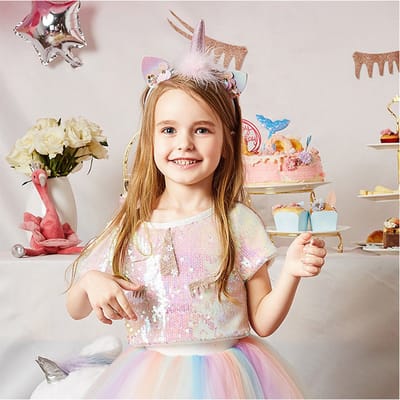 Supercute prinses eenhoorn rok top maat 86/92 diadeem en gratis rugzak
