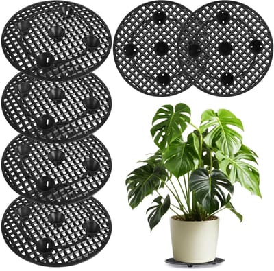 Allecto - Plantstand - Plant Coaster - 6 Stuks - 30 cm - Drainage - Kunststof - Geschikt voor Binnen en Buiten - Zwart