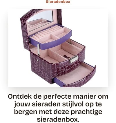 Dailygoods- Sieradenbox - 3 Lagen - PU + Spiegel - Multifunctioneel - Voor Ringen/Earrings/Horloges - Stijlvol Ontwerp - Juwelendoos