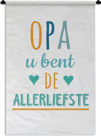 Wandkleed Vaderdag - Vaderdag cadeaus opa vaderdag 16 juni - Opa u bent de allerliefste Wandkleed katoen 60x90 cm - Wandtapijt met foto