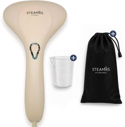 STEAMRS - Krachtige Luxe Kledingstomer - 30g/min Stoomkracht - 1500W - Incl. 2-in-1 Stoomhandschoen & Opbergzak - Lichtgewicht Stoomapparaat - Handstomer voor Kleding en Meubilair - Zand