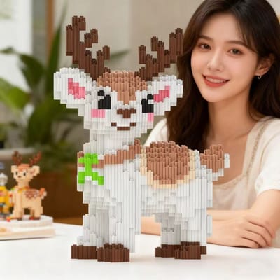 Nieuw Dier 3D Hert Hinde Schattig Micro Diamant Bouwsteen Kleine Deeltjes Speelgoed Kinderen Kinder Verjaardagscadeaus Huis Ornament brown