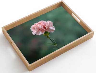 Dienblad hout 50x35 cm - Schootdienblad - Anjer - Roze - Bloemblaadjes - Borrelplank rechthoek - Plateau dienbladen