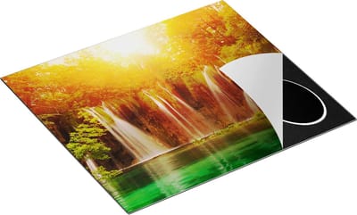 Chefcare Inductie Beschermer Watervallen bij het Groene Meer met Zon - 60x50 cm - Afdekplaat Inductie - Kookplaat Beschermer - Inductie Mat
