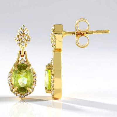 Cavill - Zilveren Oorbellen met Gouden Plating - 1,24 ct Sfeen uit Madagaskar - 0,18 ct Cambodjaanse Zirkonen - Elegante Druppelvormige Oorbellen