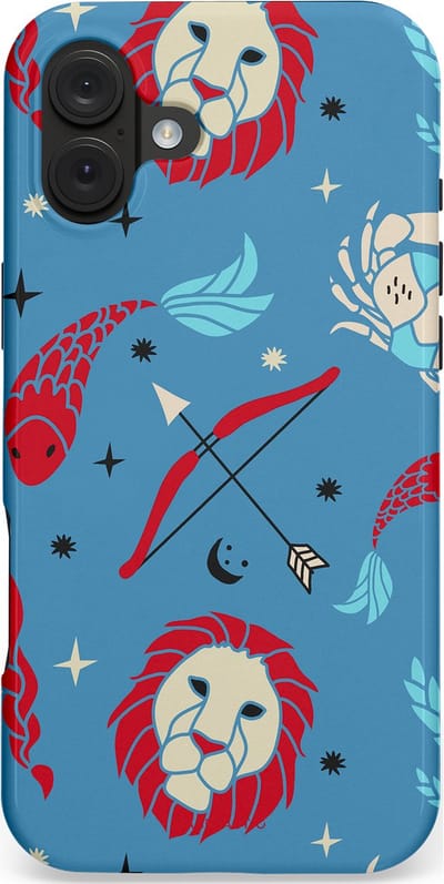 Casetastic hoesje geschikt voor Apple iPhone 16 Plus - MagSafe - Dubbellaagse bescherming - Zodiac in verbinding - Fashion Case - Petrol Bordeaux Grijs