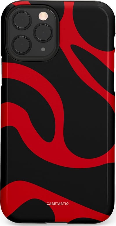 Casetastic hoesje geschikt voor Apple iPhone 11 Pro - Dubbellaagse bescherming - Vurige Zwarte Lava Stroom - Fashion Case - Zwart Rood