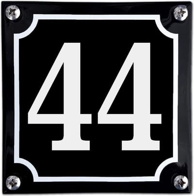 Zwart emaille huisnummer  - 44