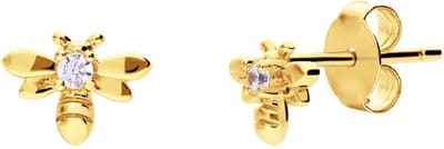 Lucardi Dames Zilveren goldplated oorknoppen bij - Oorbellen - 925 Zilver - Goudkleurig