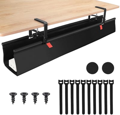 Kabelgoot voor bureau, 90 cm, kabelmanagementsysteem zonder boren, kabelhouder van zeer sterk 600D Oxford-weefsel, voor kantoor, thuis, gamingtafel, pc