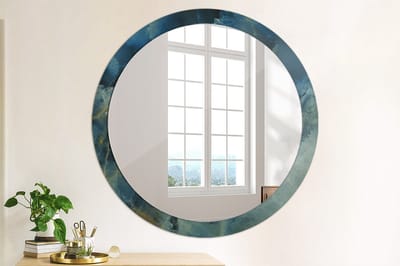 Coloray Bedrukte Spiegel - Onyx marmer Spiegel Met Bedrukte Lijst - 100 cm - Blauw Bedrukte Spiegel - Spiegel Met Bedrukte Lijst - Spiegel Met Decoratie - Spiegel Lijst Met Print