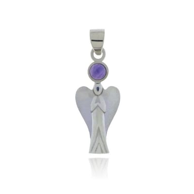SilverGems zilveren Engel hanger met Amethist edelsteen