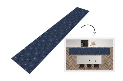 Keukenloper 300x50 cm - Keukenmat vinyl Bloemen - Japans - Patroon - Blauw - Wit - Keukenmatten loper - Keuken vloerkleed tapijt