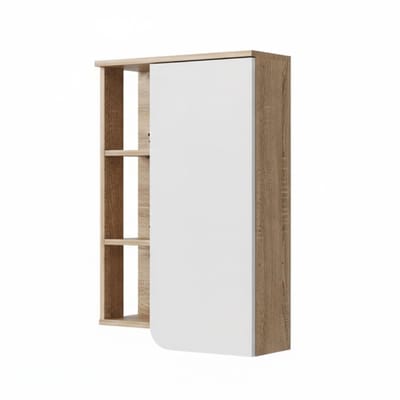Vicco Karen Badkamerkast – 50 x 75 cm met deur en open vakken Sonoma/Wit