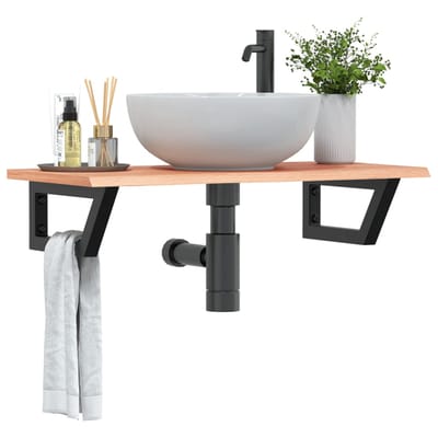 vidaXL - Badkamer - wandschap - staal - en - massief - eikenhout