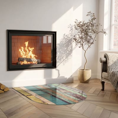 Coloray Vloerplaat Houtkachel - Vloerplaat voor Houtkachel - 100 cm x 100 cm - Vloerplaat Open Haard - Turkoois Vloerplaat Kachel - Onderplaat - Plaat voor Onder Kachel - Kachel Vloerplaat - Onderplaat Voor Houtkachel