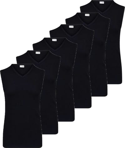 6 stuks heren mouwloze shirts - 100% katoenen shirt zonder mouwen - Naadloos - ondergoed - Zwart / M