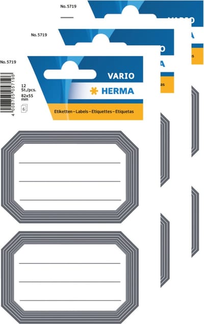 Herma Schoolboeken etiketten - stickers - 36x - grijs/wit - 8.2 x 5.5 cm