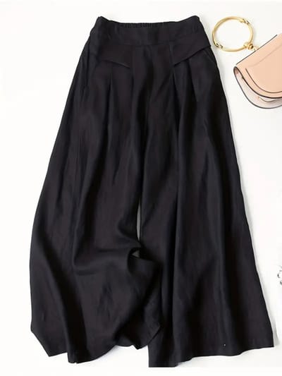 Livano Linnen Broek Dames - Zomerbroek - Volwassenen - Lange Broek - Pantalon - Strandbroek - Zomer - Ibiza Stijl - Zwart - Maat XS