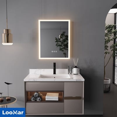 Loomar Spiegel met led - Spiegel met verlichting - Badkamerspiegel - Dimbaar - Drie Kleuren - Anti-Fog