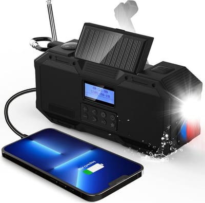 MKSS® Noodradio - Noodpakket Oorlog - Draagbare Radio - Powerbank Zonneenergie - Transistor Radio op Batterijen - Zwart
