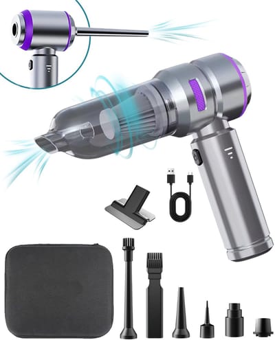 E-Intra® IntraPure 16000PA – 10 Opzetstukken - Kruimeldief Snoerloos - 3 Zuig & Blaas Standen - Opbergtas - Voor Auto, Thuis en Kantoor - Klein maar Krachtig - Stil & Compact – Krachtige Handstofzuiger met HEPA-filter en USB-Handstofzuiger