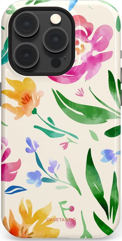 Casetastic Hoesje Geschikt voor Apple iPhone 15 Pro Magsafe - Stijlvolle Beschermende Duo-layer Case - Waterflora