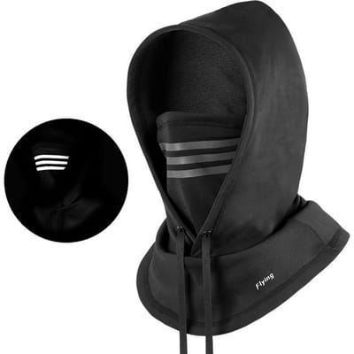 Bivakmuts Gezichtsbedekking Reflecterend Winddicht Fleece Gevoerde Muts Ademende Hoofddeksel voor Mannen Vrouwen Winter black