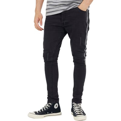 Brave Soul Skinny-jeans voor heren van denim met knoopsluiting (Houtskool)