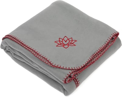 Luxe Fleece Plaid 150x200 cm Grijs - Zachte Warmte Deken met Lotus Borduring voor Bank en Bed