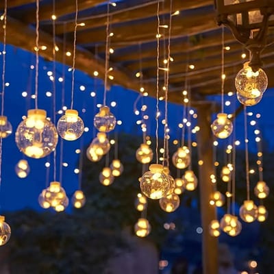 Daity Wensbal gordijnverlichting LED gordijnlichtsnoer met afstandsbediening - USB-aangedreven knipperende bal-feeërieke verlichting voor bruiloften - feest - slaapkamer - kerstdecoratie (warm wit)