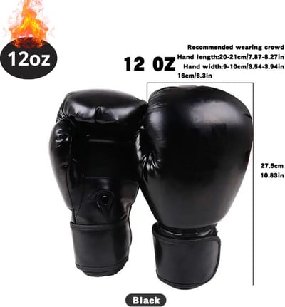 Nivard Bokshandschoenen - Kickboks Handschoenen - Boxing Gloves Set - Vecht Handschoenen - Heren - Dames - Zwart - 12 oz