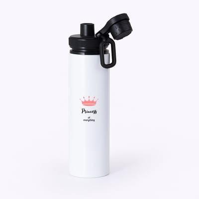 Hacebo® - princess of everything waterfles met draaidop zwart - Princess - iemand die zich voelt als een princess - verjaardag - cadeau - kado - geschenk - water fles - 850ML