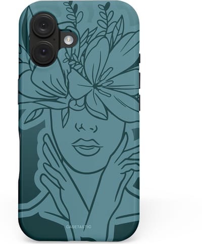 Casetastic hoesje geschikt voor Apple iPhone 16 - MagSafe - Dubbellaagse bescherming - Flora Femme - Fashion Case - Petrol Donkergrijs Grijs